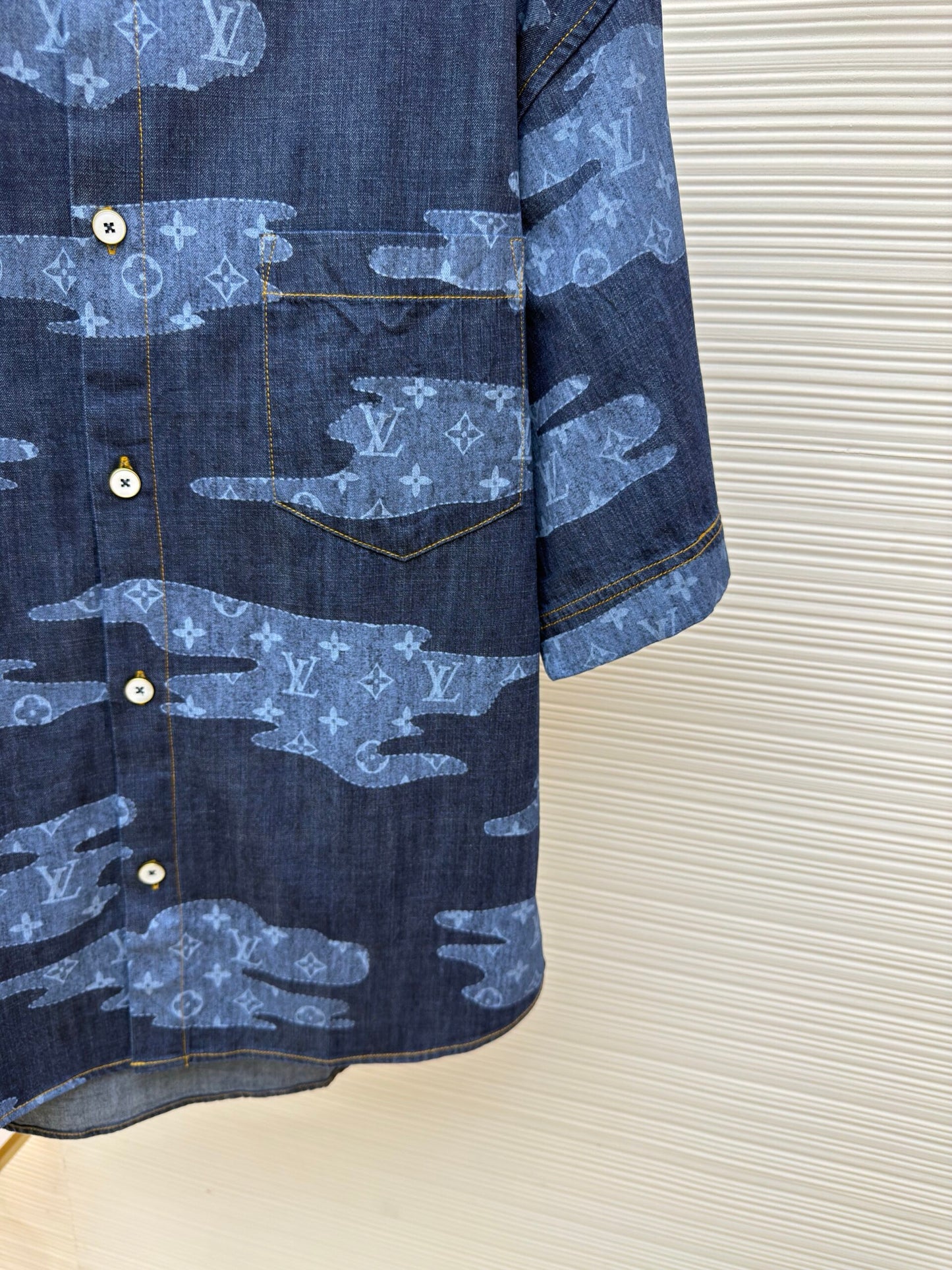 LV Monogram Short-Sleeved Chambray Shirt