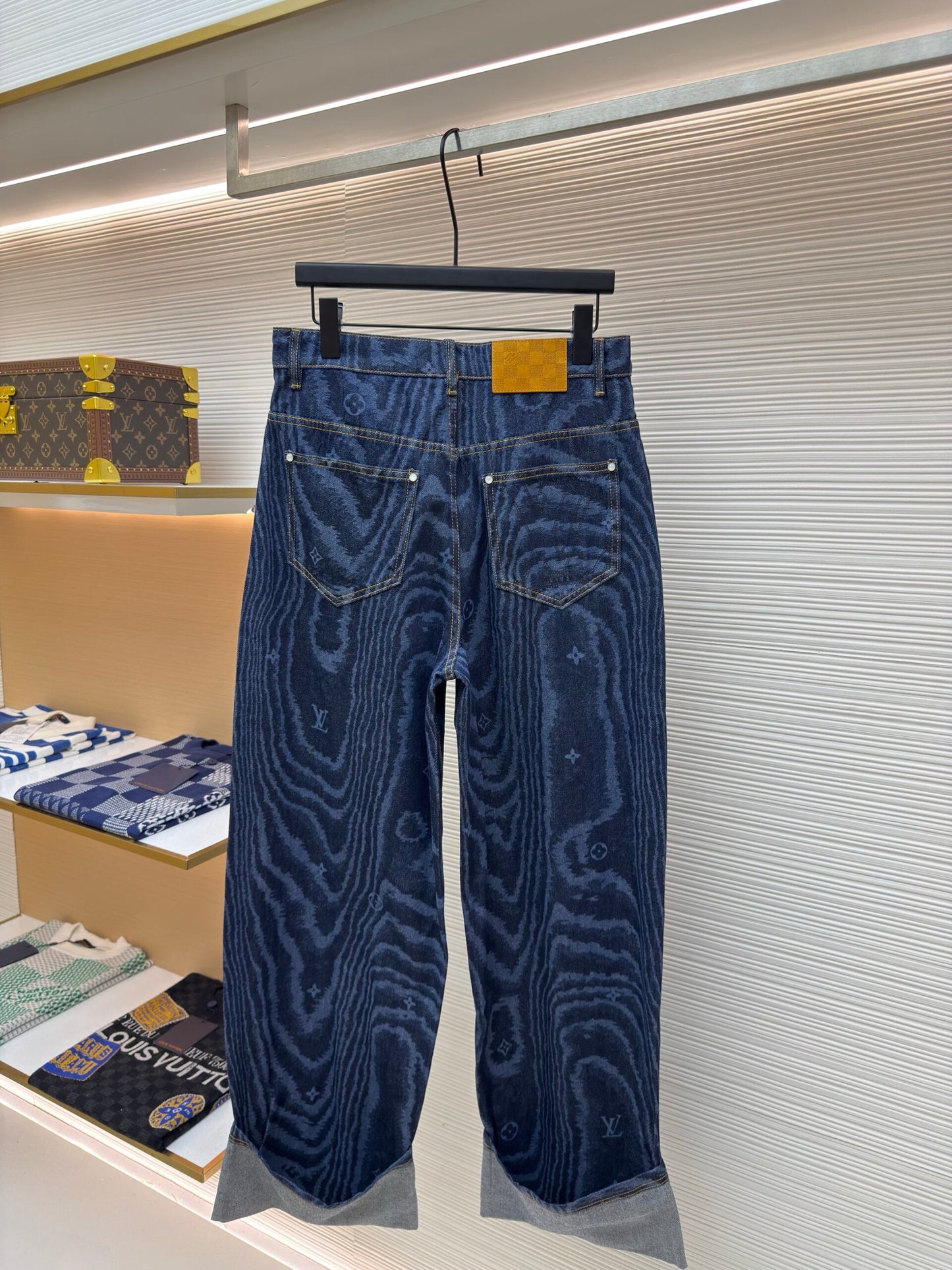 LV Cuffed Denim Skate Pants