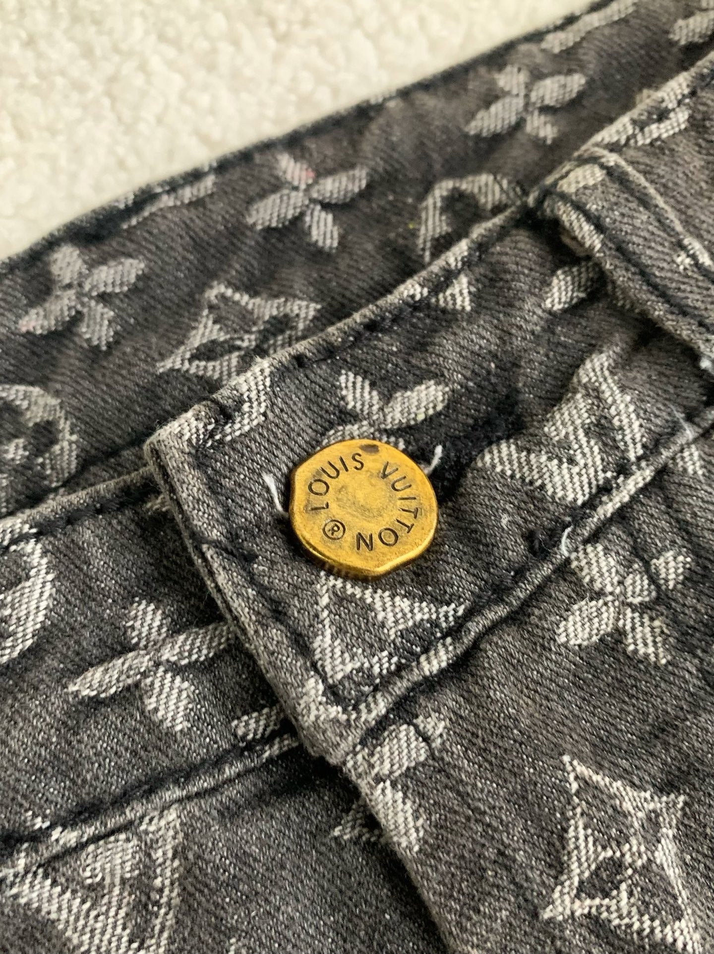 LV Monogram Jacquard Denim Skate Pants 2023SS