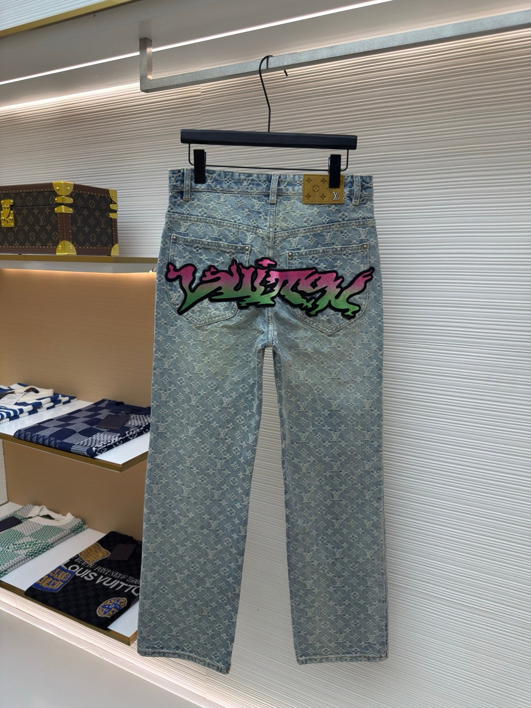 LV Denim Graffiti Pants