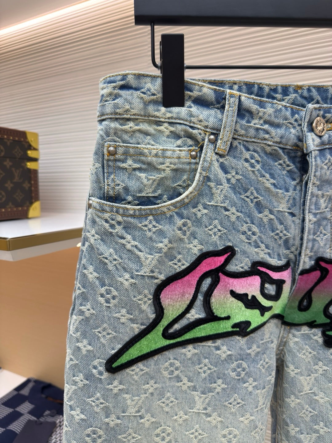 LV Denim Graffiti Pants