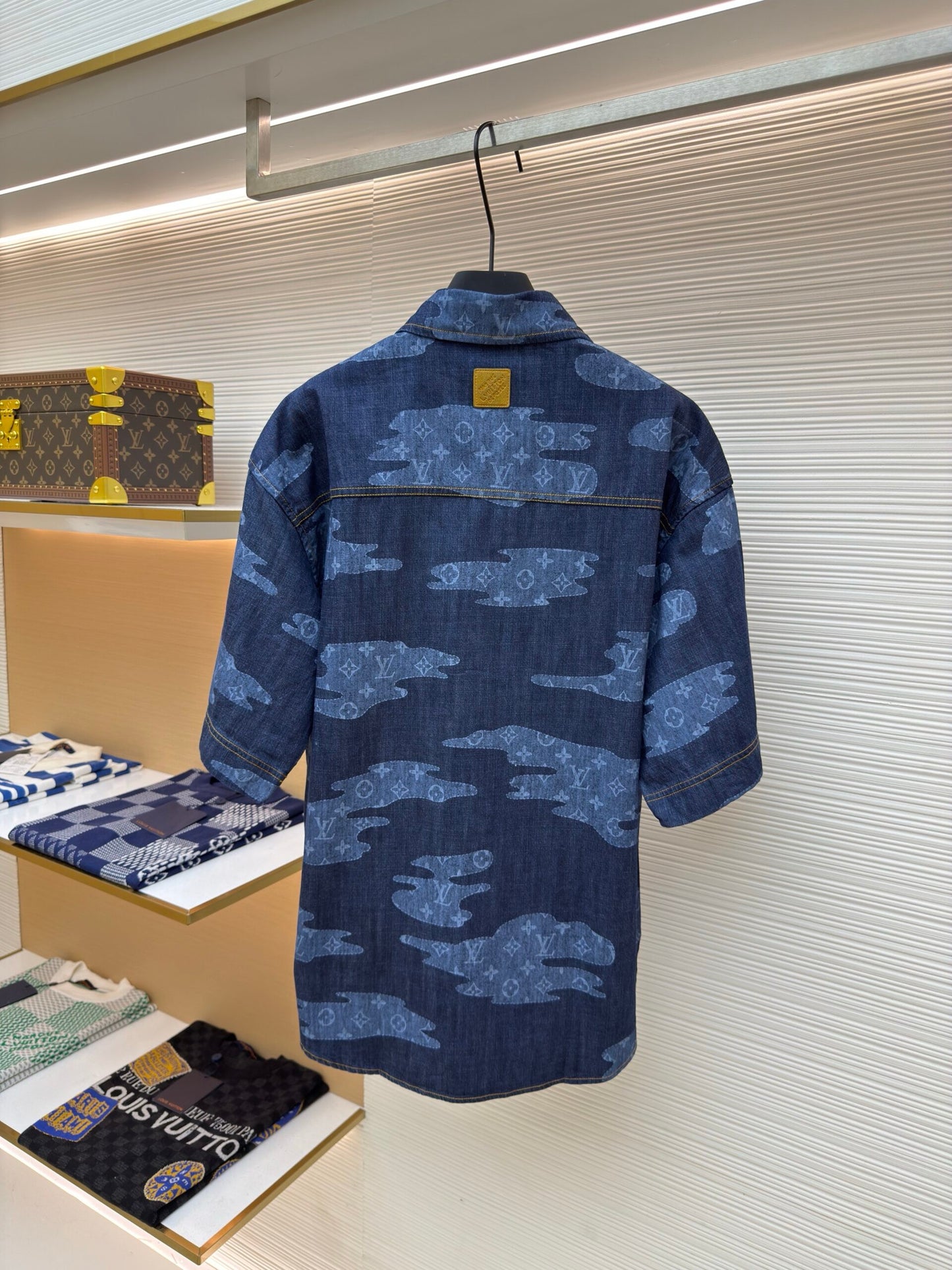 LV Monogram Short-Sleeved Chambray Shirt
