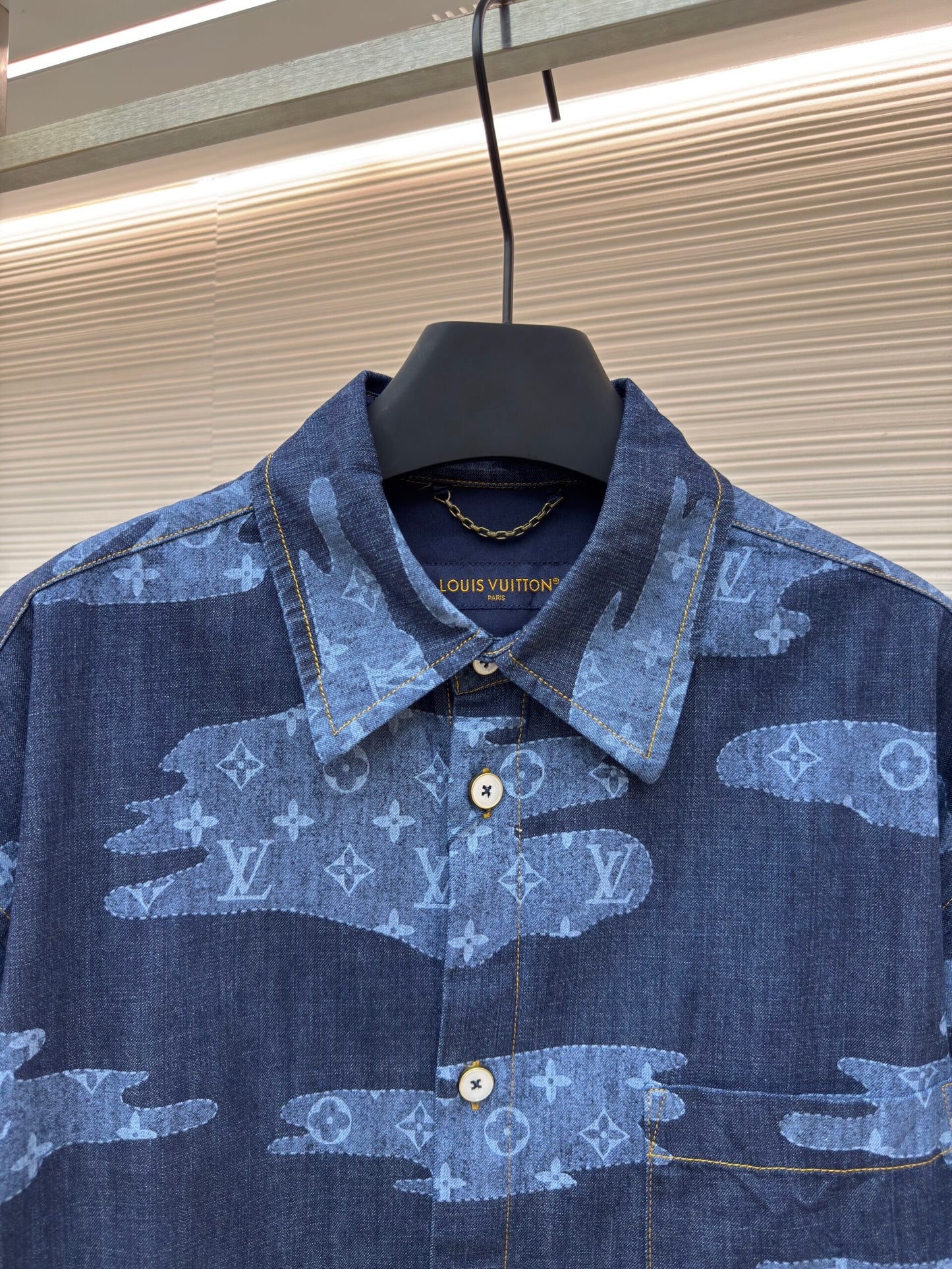 LV Monogram Short-Sleeved Chambray Shirt
