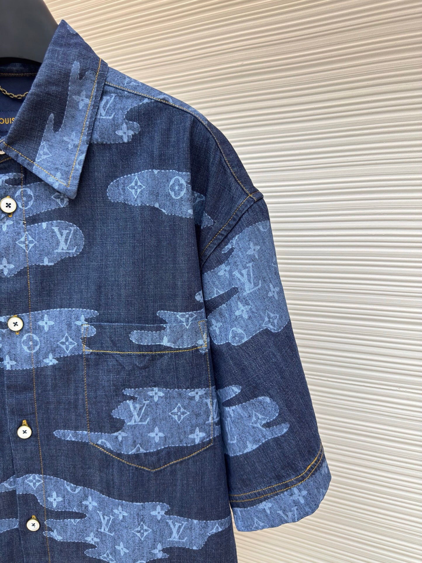 LV Monogram Short-Sleeved Chambray Shirt