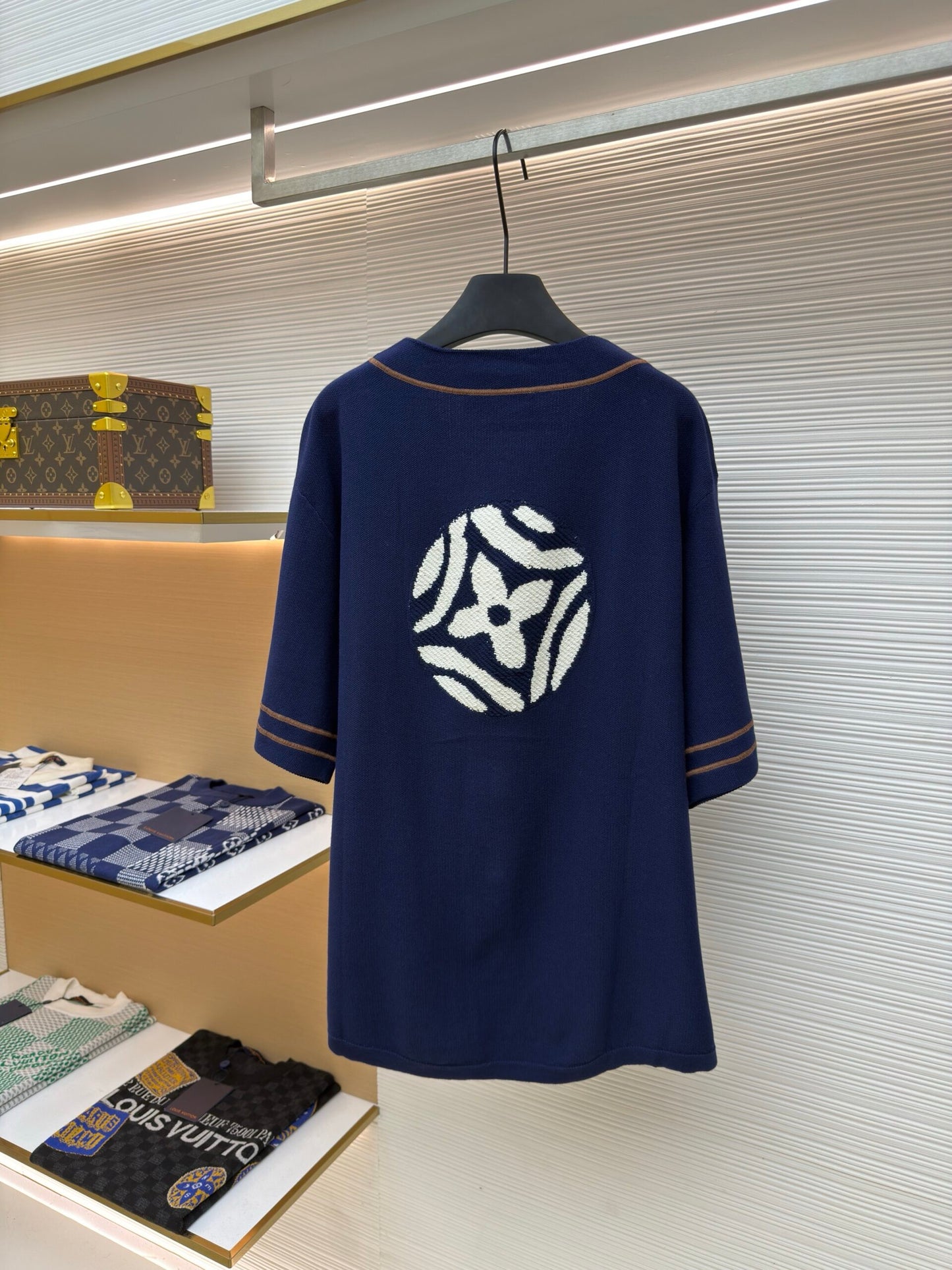 LV Knitted Short-Sleeved Baseball Shirt