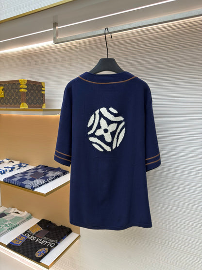 LV Knitted Short-Sleeved Baseball Shirt