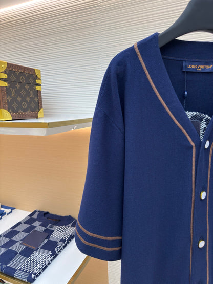 LV Knitted Short-Sleeved Baseball Shirt