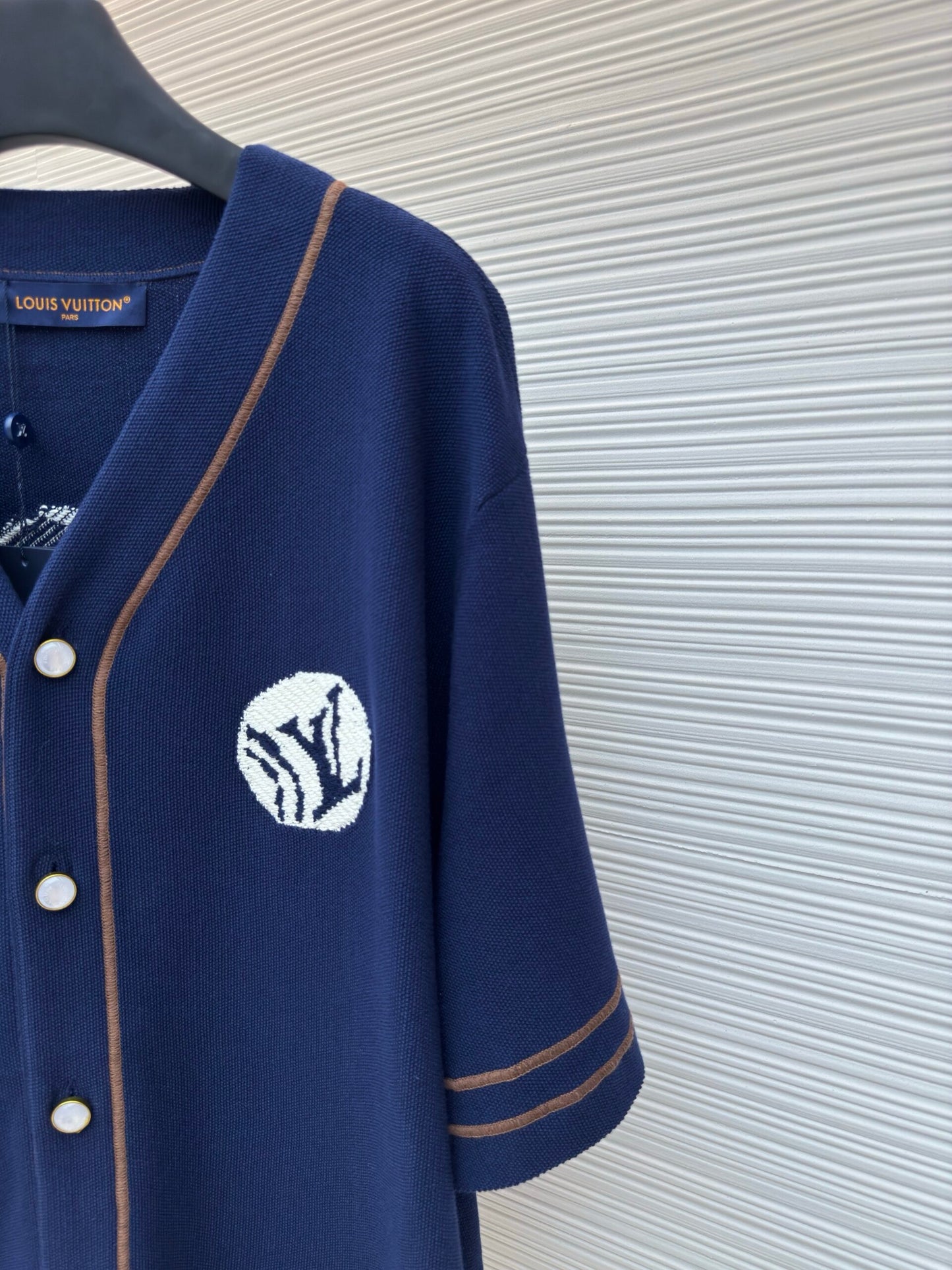 LV Knitted Short-Sleeved Baseball Shirt