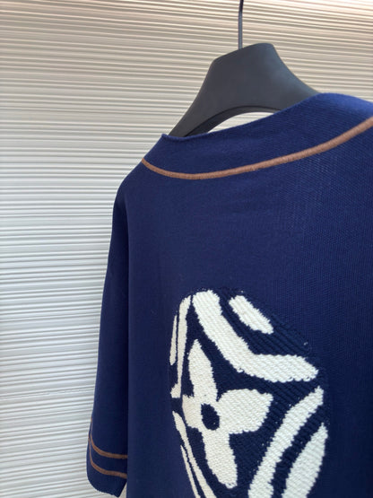 LV Knitted Short-Sleeved Baseball Shirt