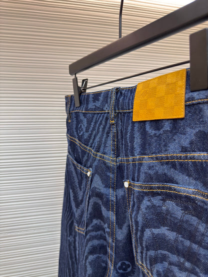 LV Cuffed Denim Skate Pants