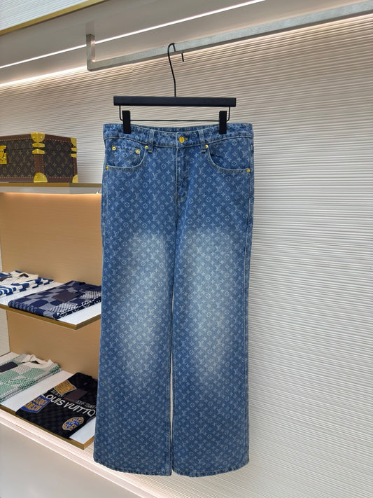 LV Monogram Jacquard Denim Skate Pants