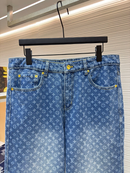 LV Monogram Jacquard Denim Skate Pants