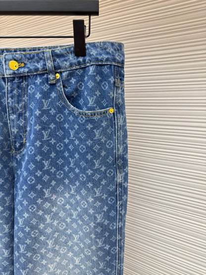 LV Monogram Jacquard Denim Skate Pants