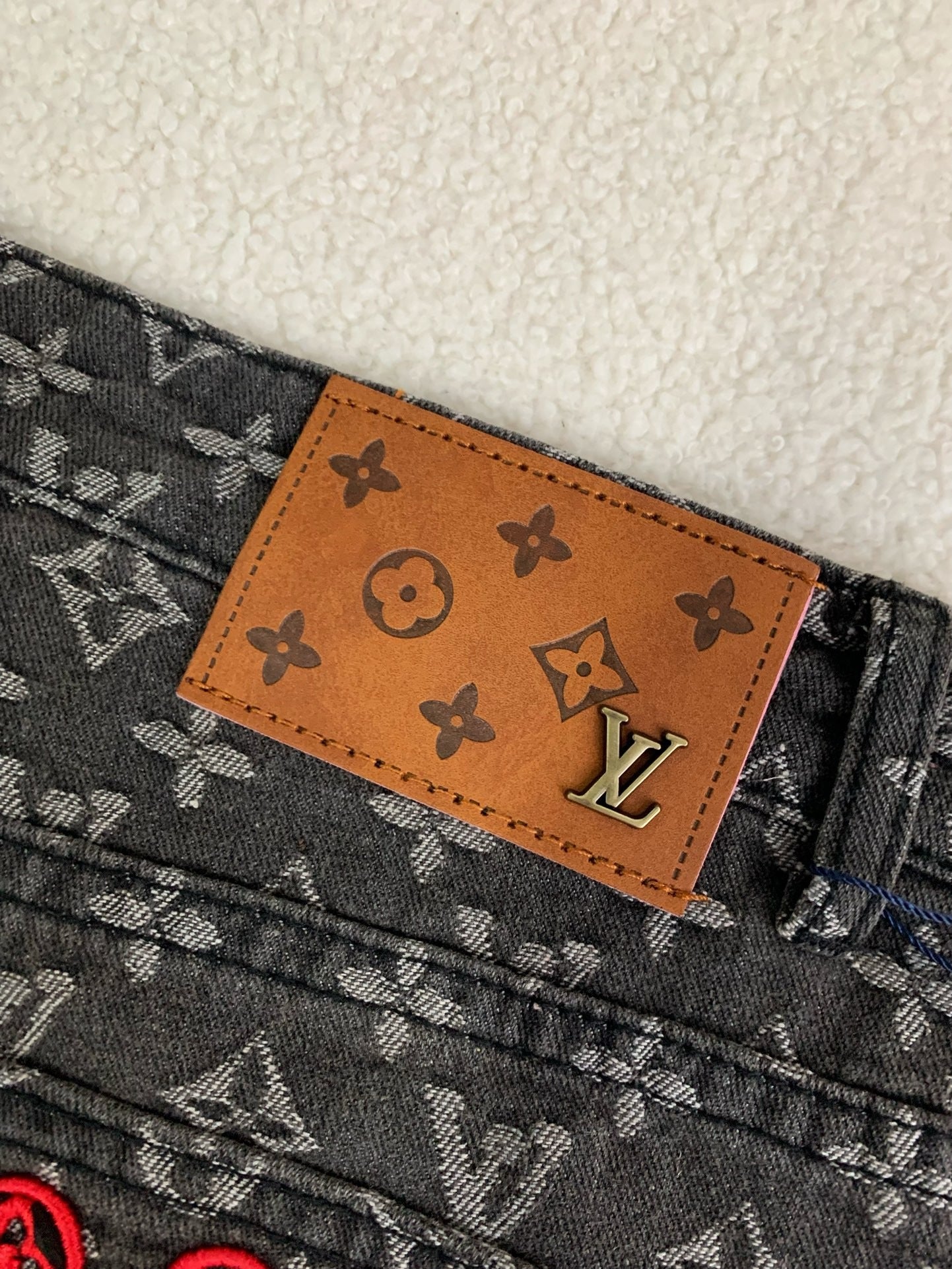 LV Monogram Jacquard Denim Skate Pants 2023SS