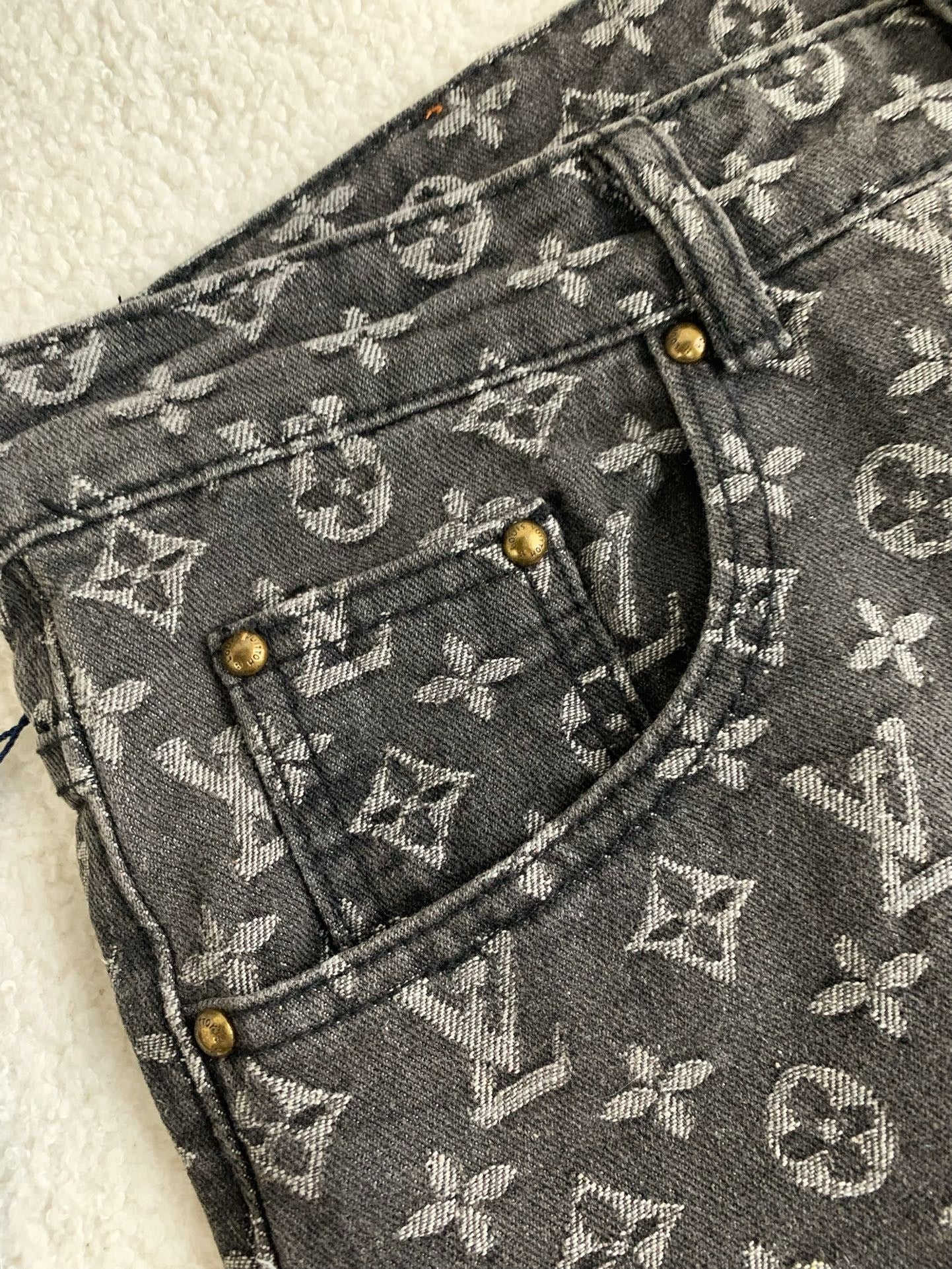 LV Monogram Jacquard Denim Skate Pants 2023SS