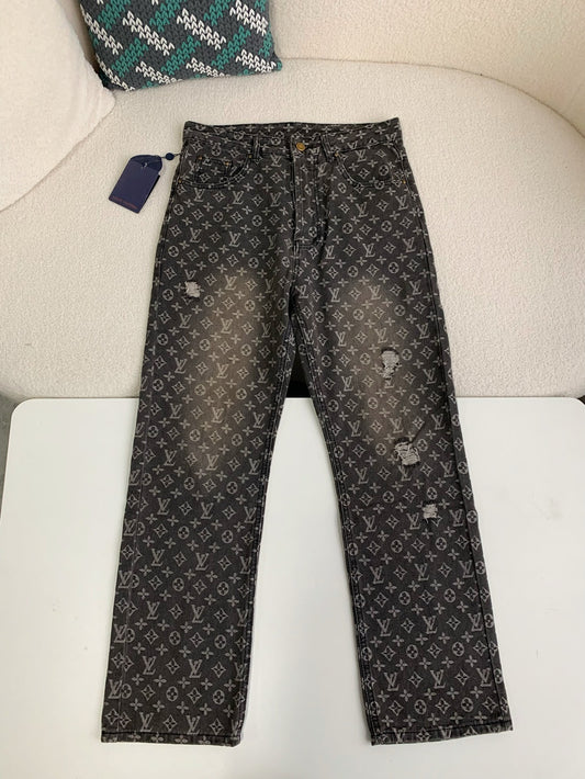 LV Monogram Jacquard Denim Skate Pants 2023SS